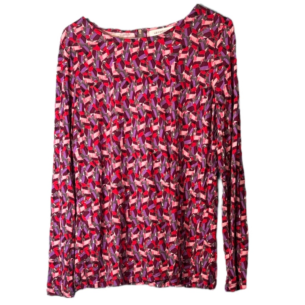 NWOT-Red and Pink Patterned Blouse Liz Claiborne